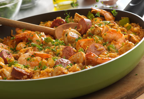 Louisiana-style chicken, sausage and shrimp skillet of Schalene Dagutis - Recipefy