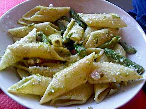 Pasta with asparagus, pancetta and pecorino cheese. of Linguina Dei Campi - Recipefy