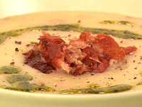 Potato and smoked bacon soup with basil oil of librarychick4405 - Recipefy