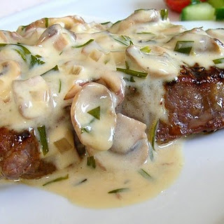 Grilled Steak with Mushroom Tarragon Cream Sauce of Lisa Evanoff - Recipefy