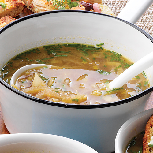 Five-Onion Soup with Scallion Crostini of Kelly Snyder - Recipefy