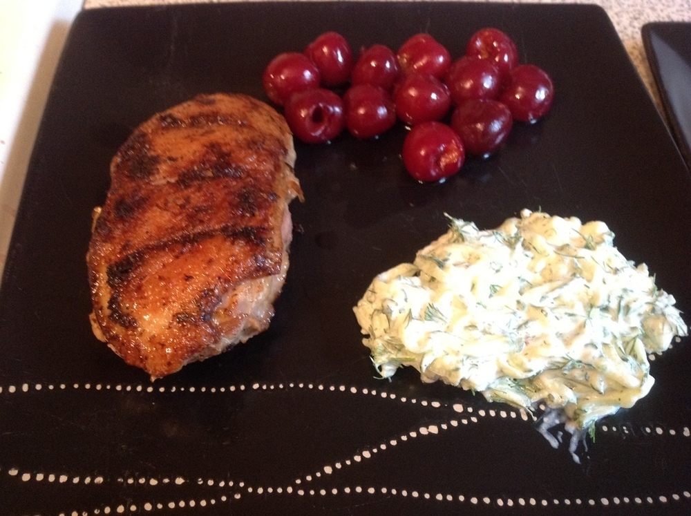 Greek Marinated Duck Breast with Ouzo Poached Cherries and Tzatziki of Calvin Atkinson - Recipefy