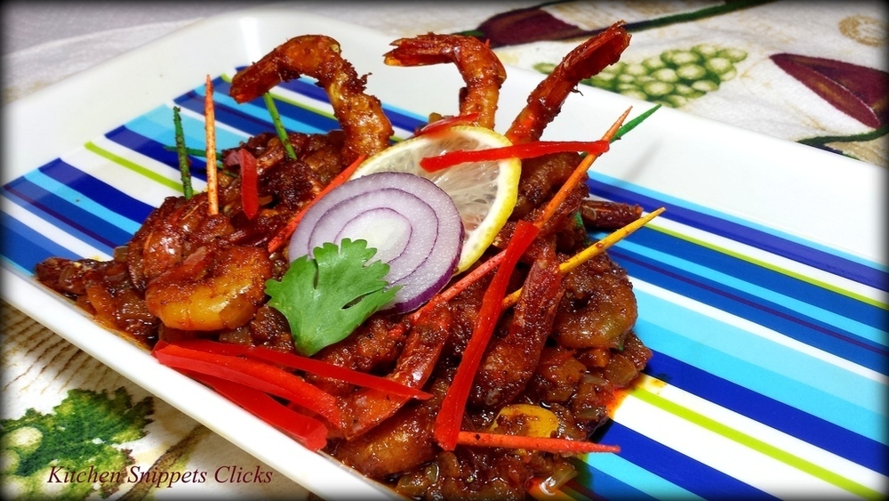 Skewered Prawns Fry/Chemmeen Eeerkilil Kuthi Varuthathu of Kitchen Snippets - Recipefy