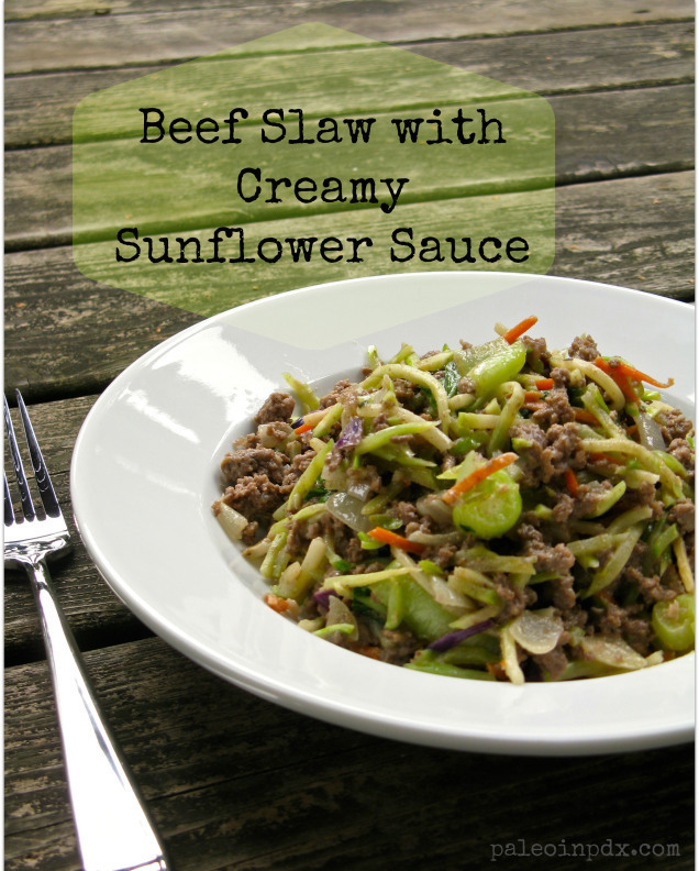 Beef slaw with creamy nut butter sauce of Amy Jessup - Recipefy