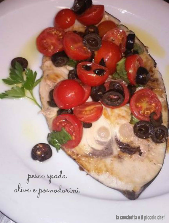 Pesce spada con olive e pomodorini of Marina - Recipefy