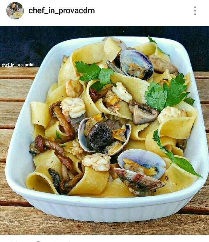 Pappardelle con funghi vongole e gamberetti di Cuciniamo Chefinprovacdm Carmen - Recipefy