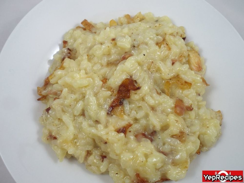 Caramelized Onion Risotto with Bacon and Parmesan of kitty - Recipefy