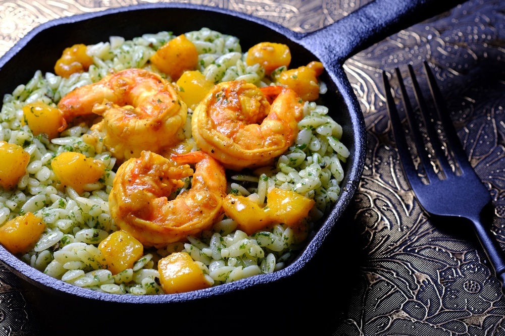 Pesto Risoni with Mango-Curry Shrimps of MyNutriCounter - Recipefy