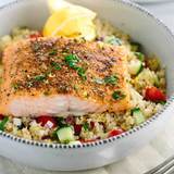 Mediterranean-spiced-salmon-over-vegetable-quinoa