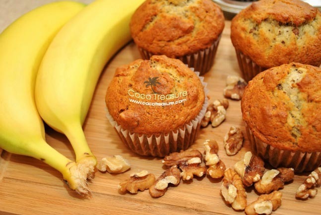 Hearty Banana Nut Muffins with Coconut Oil of Coco Treasure Organics - Recipefy
