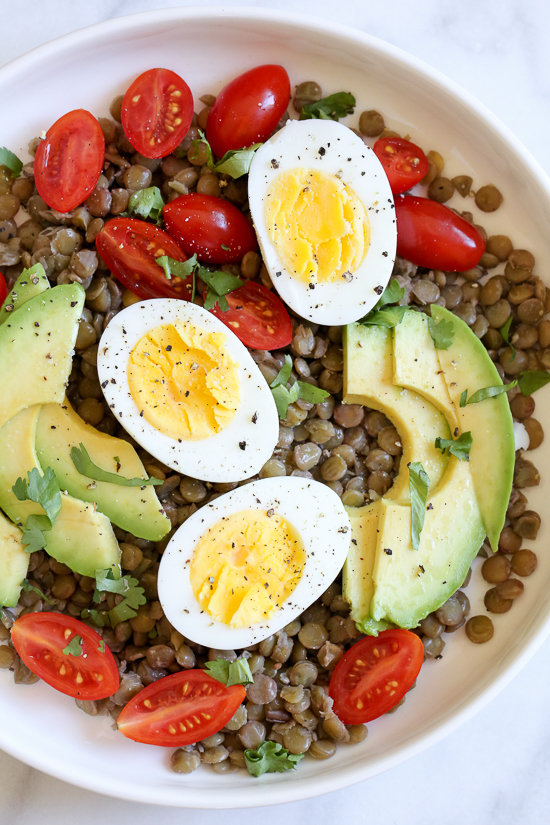 Lentil Bowls with Avocado, Eggs and Cholula of Dawn Khan - Recipefy