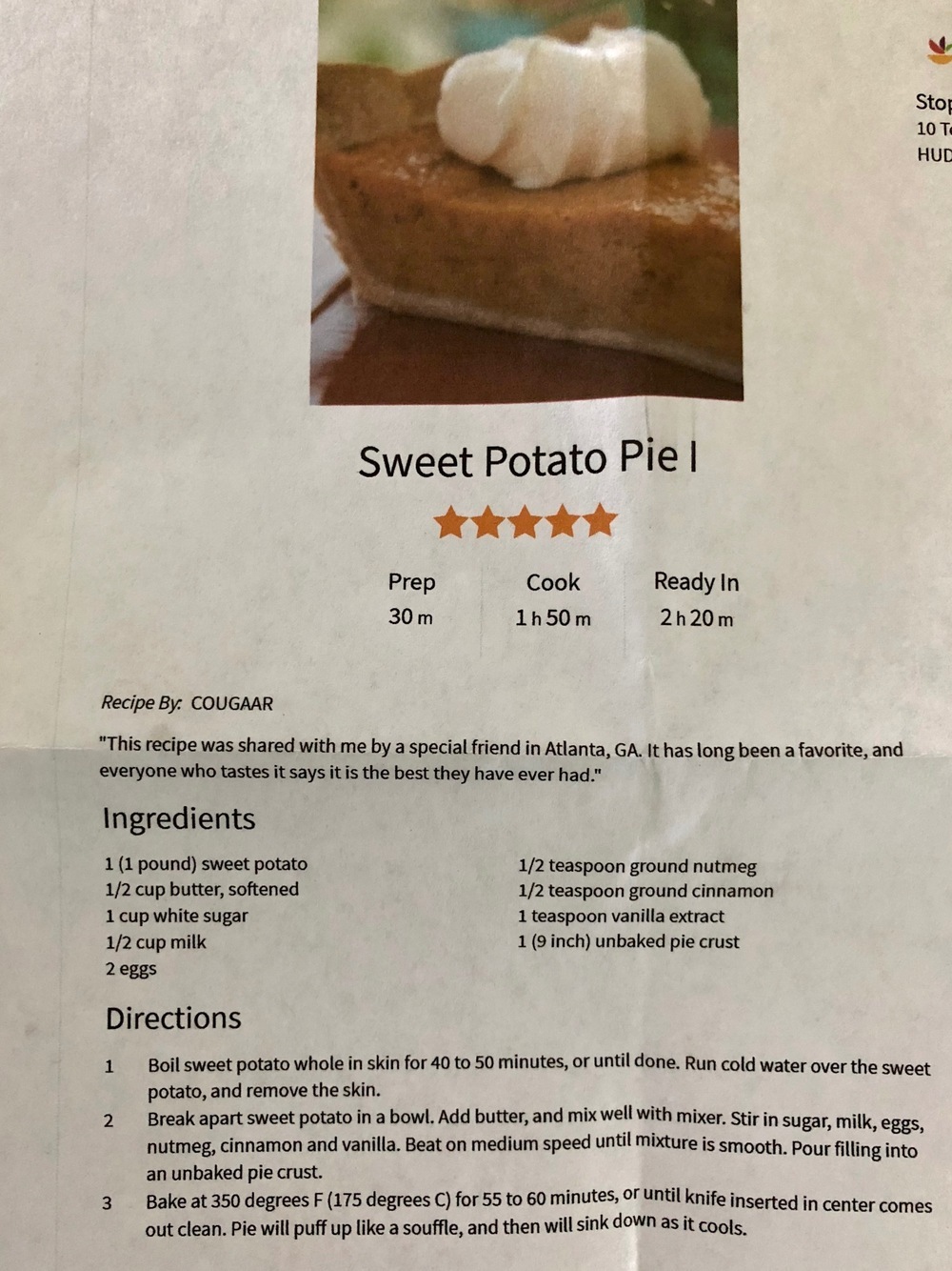 Sweet Potato Pie de Ashley - Recipefy