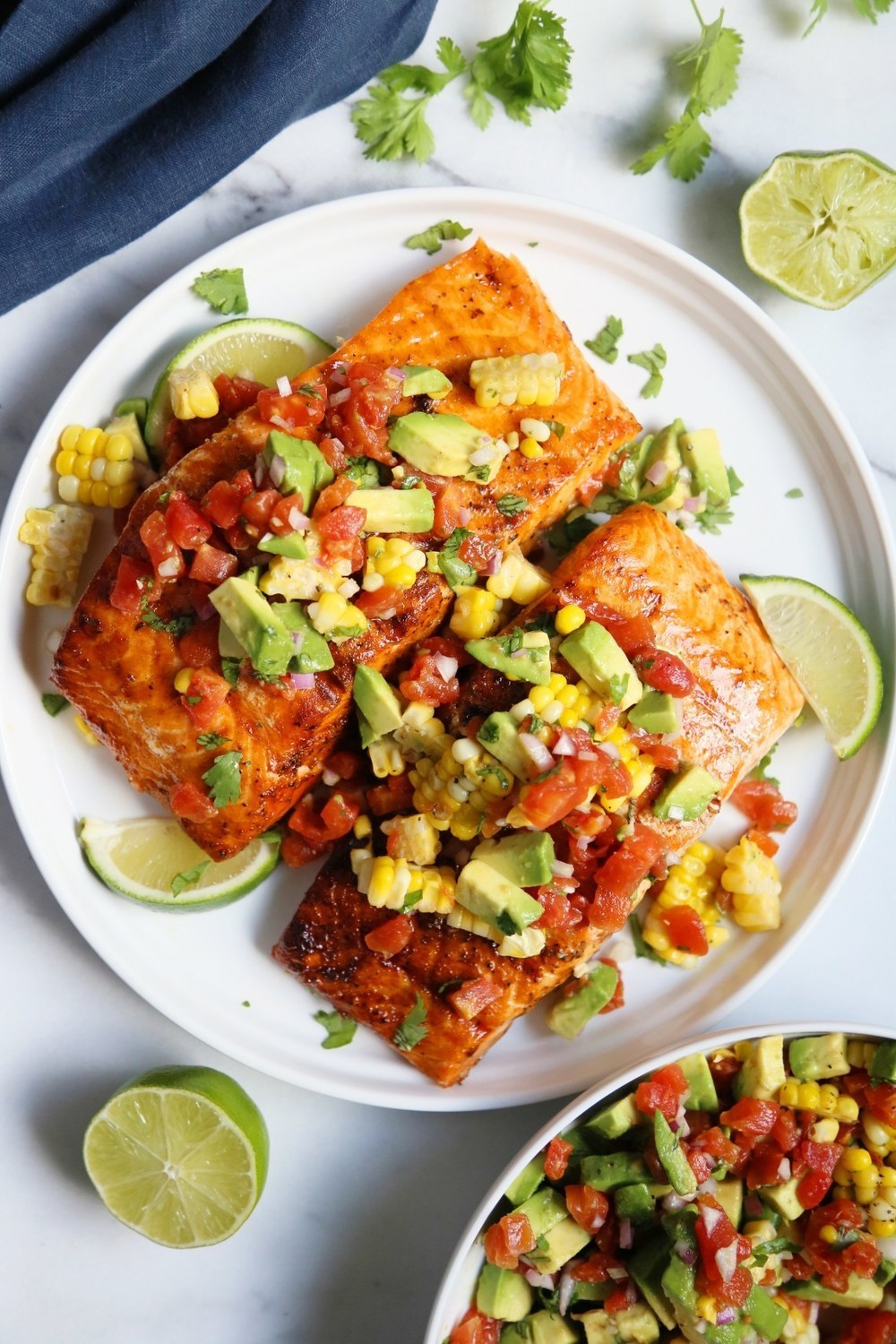 Grilled Salmon with Tomato, Avocado and Corn Salsa of Kelly Barton - Recipefy