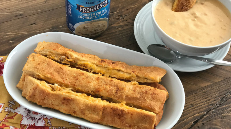 Cheesy Chicken Taco Breadstick Dippers with Soup de Schalene Dagutis - Recipefy